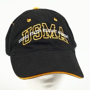 USMA US Military Academy 100% Cotton Packable Strapback Hat Black Yellow